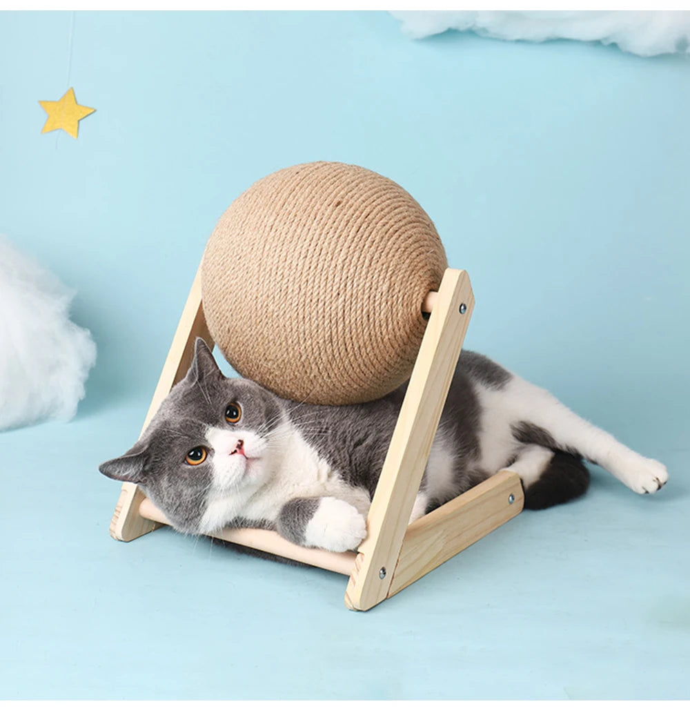 Cat Scratching Ball Toy Kitten Sisal Rope Ball Board Grinding Paws Toys