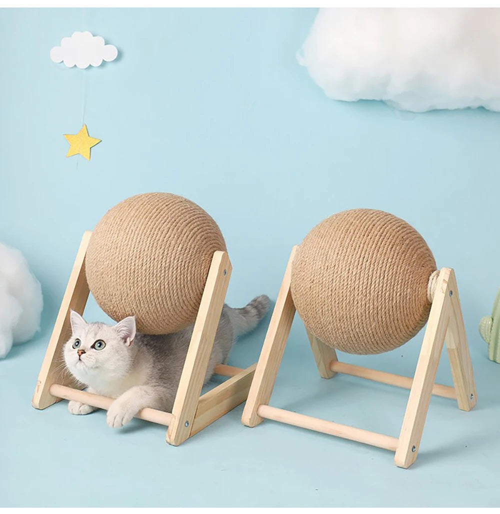 Cat Scratching Ball Toy Kitten Sisal Rope Ball Board Grinding Paws Toys