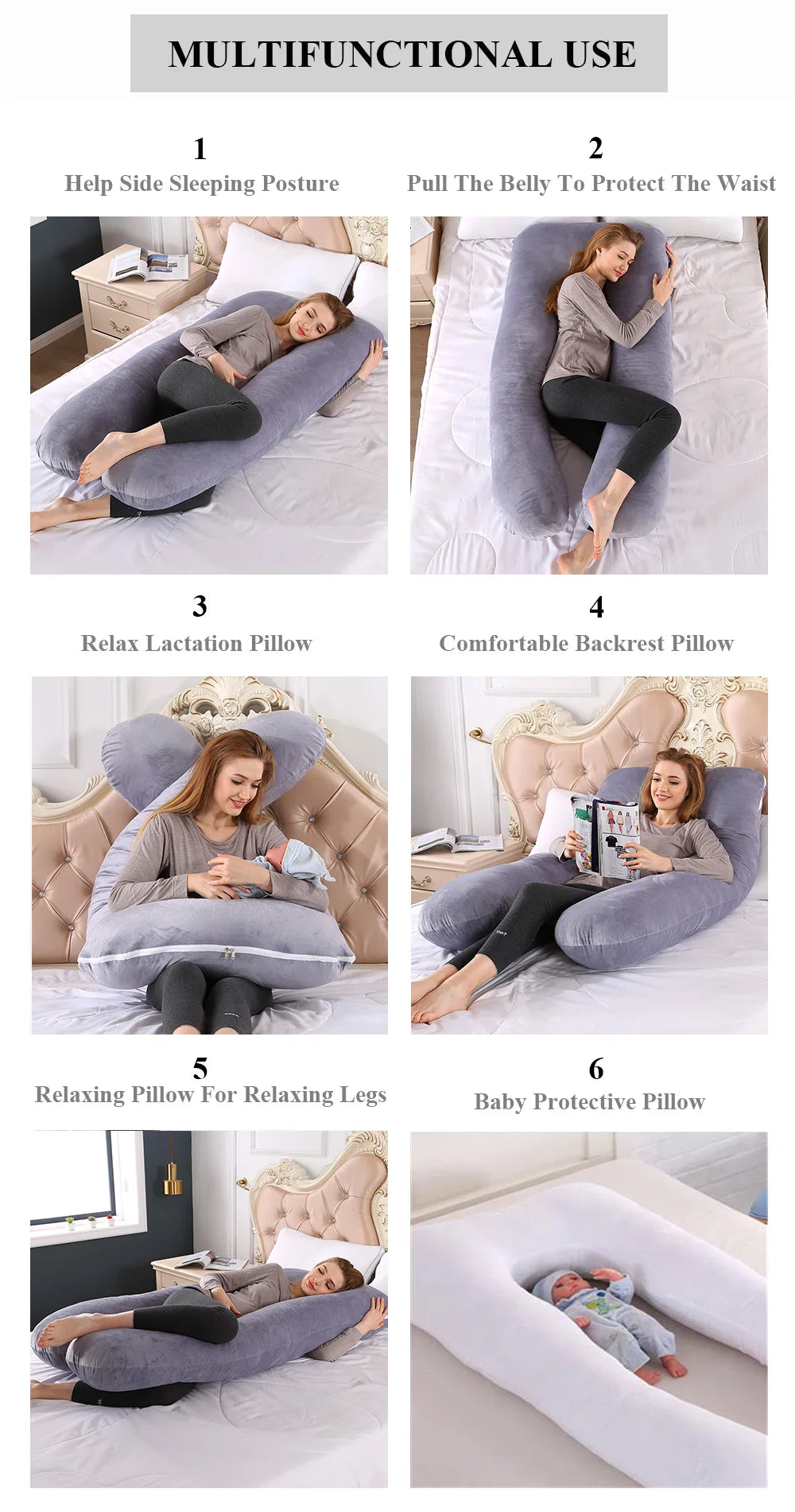 PANGDUBE Pregnancy Pillow 130*70cm Sleeping Waist