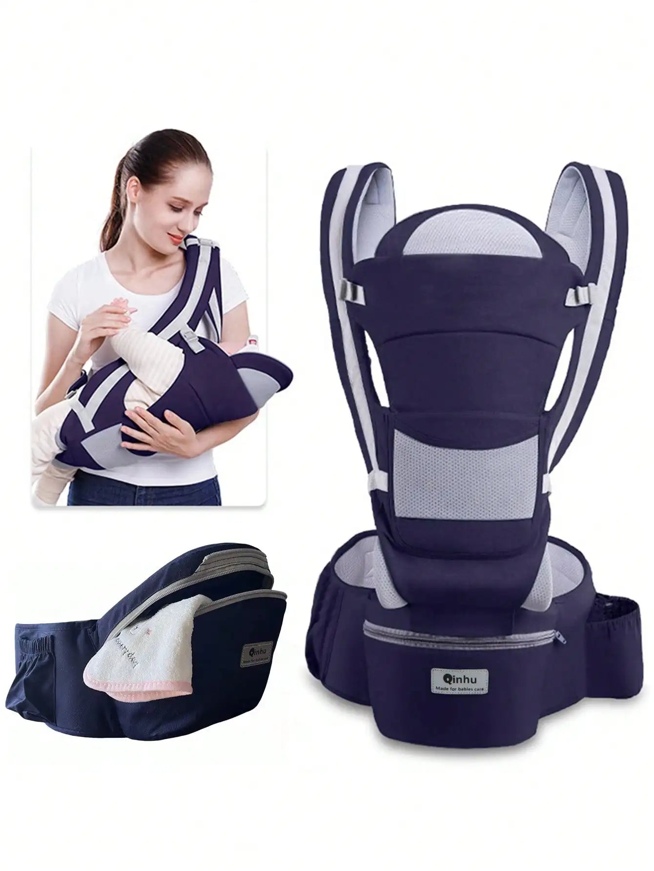 New Adjustable Ergonomic Baby Carrier With Hip Seat, Portable & Multifunctiona