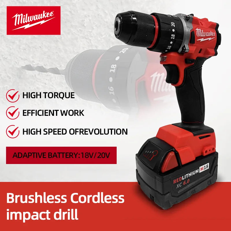 Milwaukee Brushless 18V Electric Drill 150N.mCordless Impact Drill18V Milwaukee