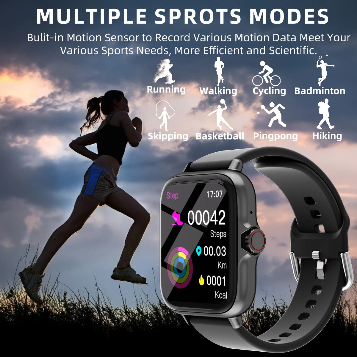 1.83'' Waterproof Smart Watch with Message Answer Call Sleep Monitoring