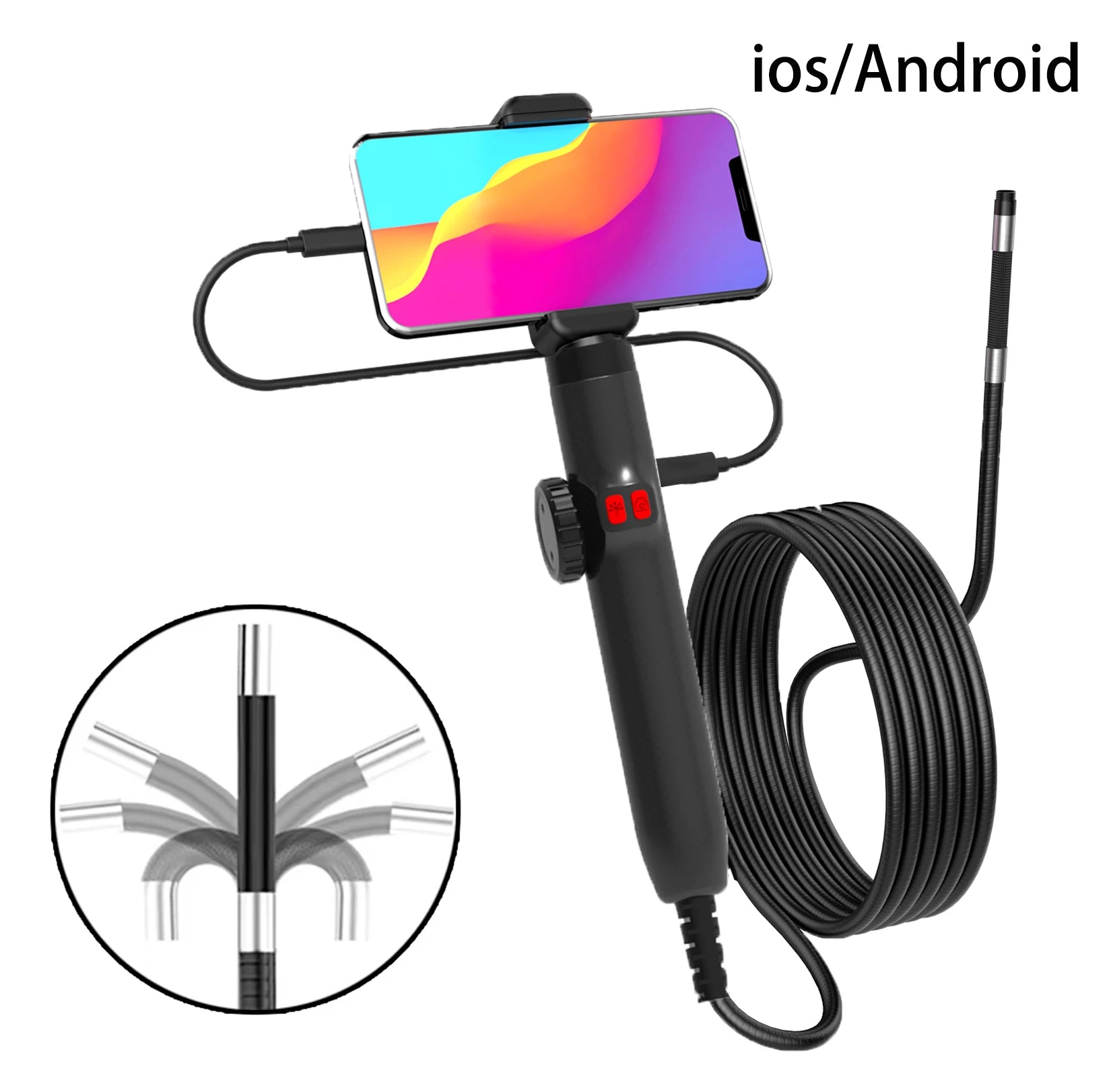 Two-Way 360 ° Rotating Borescope, 1080P Camera, endoscope with Light