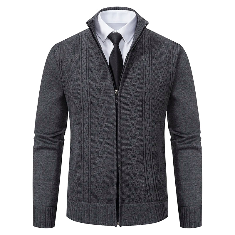 autumn and winter new cashmere padded warm casual men's knitted sweater coat