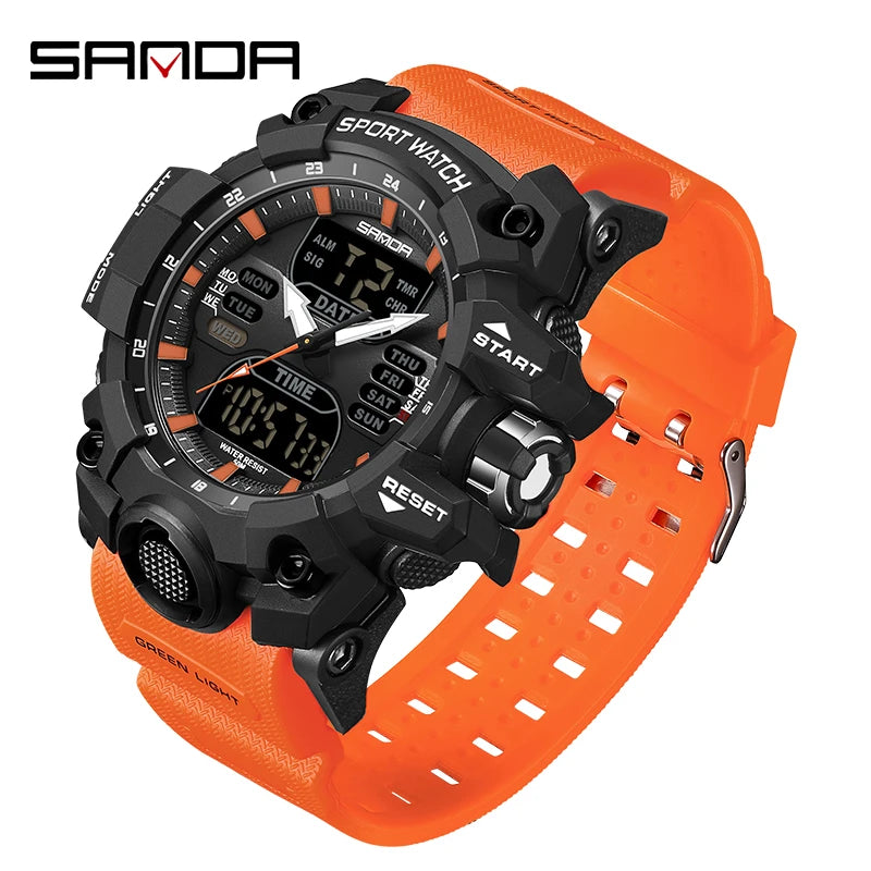 SANDA Luxury G Style Men's Electronic Watch Outdoor Sports LED Analog