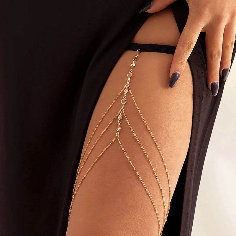 2024 New Women Bohemian Thigh Chain Simple Star Body Chains for Women