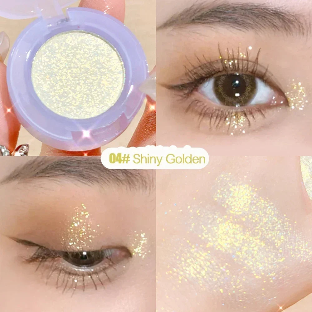 Diamond Glitter Monochrome Eyeshadow Palette Discoloration Eyeshadow Highlighter Sequins Waterproof Lasting Eyes Makeup Pigments