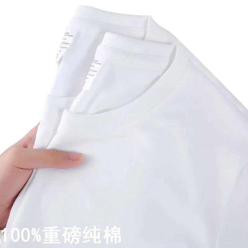 100% Cotton T-shirt Men Women Solid Color O Neck Short-sleeved Tops Summer