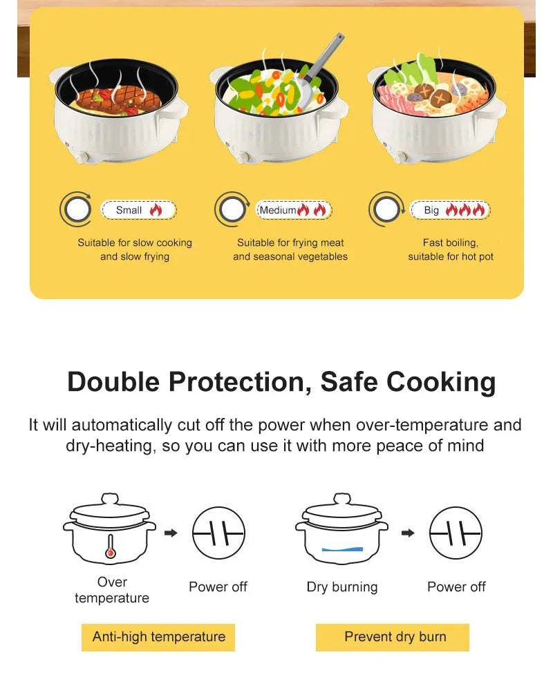 220V Multi Cookers Single/Double Layer Electric Pot 1-2 People Household Non-stick