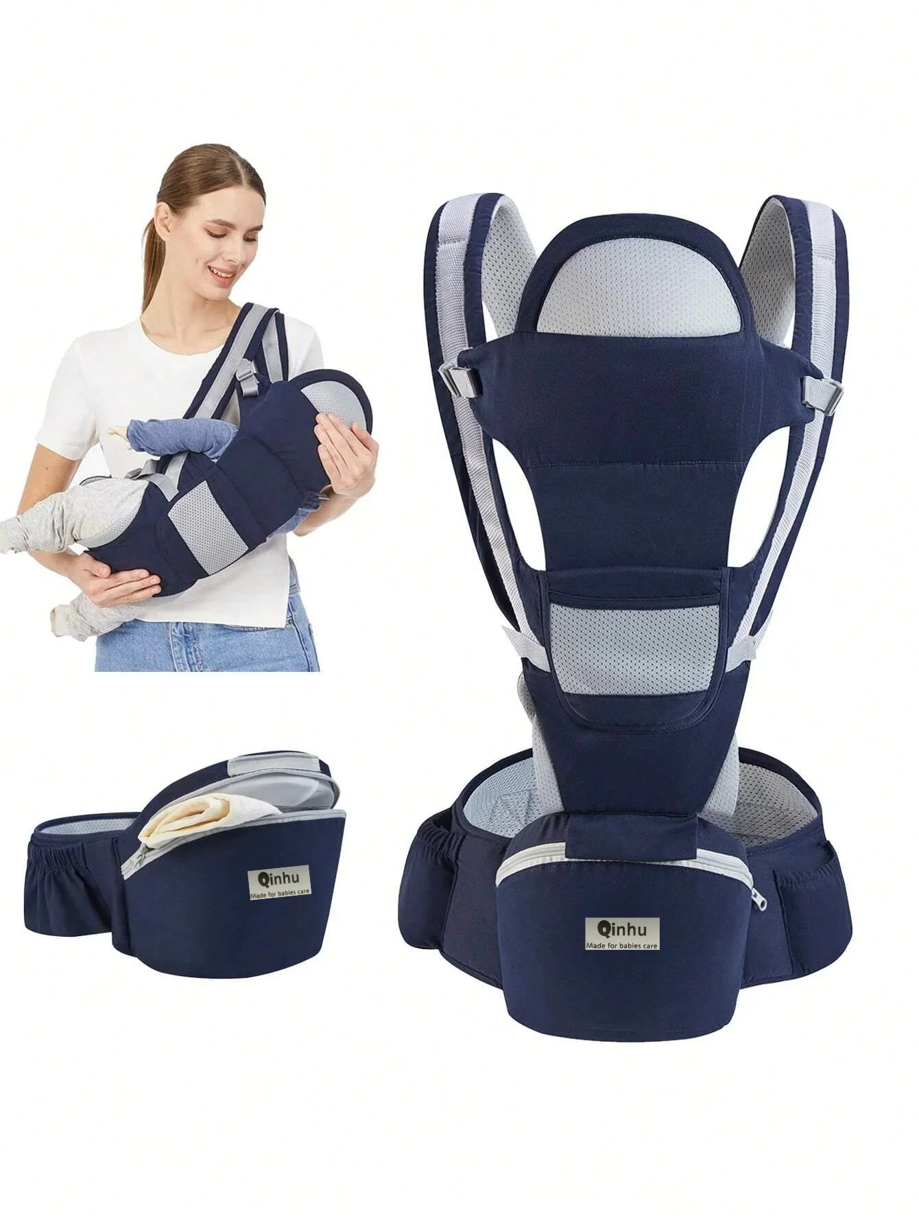 New Adjustable Ergonomic Baby Carrier With Hip Seat, Portable & Multifunctiona