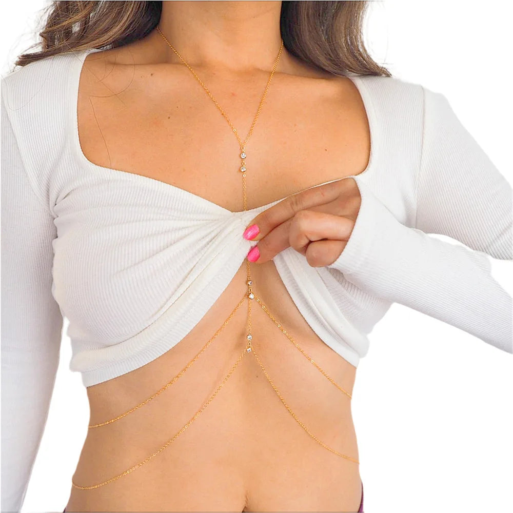 Sexy Lingerie Women Body Chain Simple Metal Scallop Pendant Transparent Waist