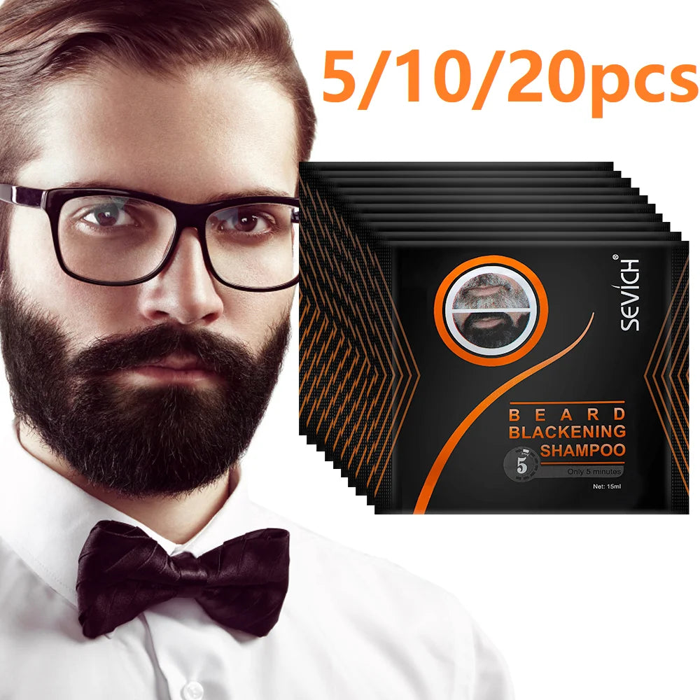 Instant Hair Dye Black Beard Shampoo Beard Paint Men Beard Coloring Dye Natural Temporary Black Moustache Shampoo Dropship