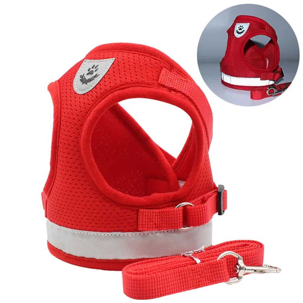 Cat Harness Lead Leash Set Adjustable Reflective Escape Proof Pet Mesh