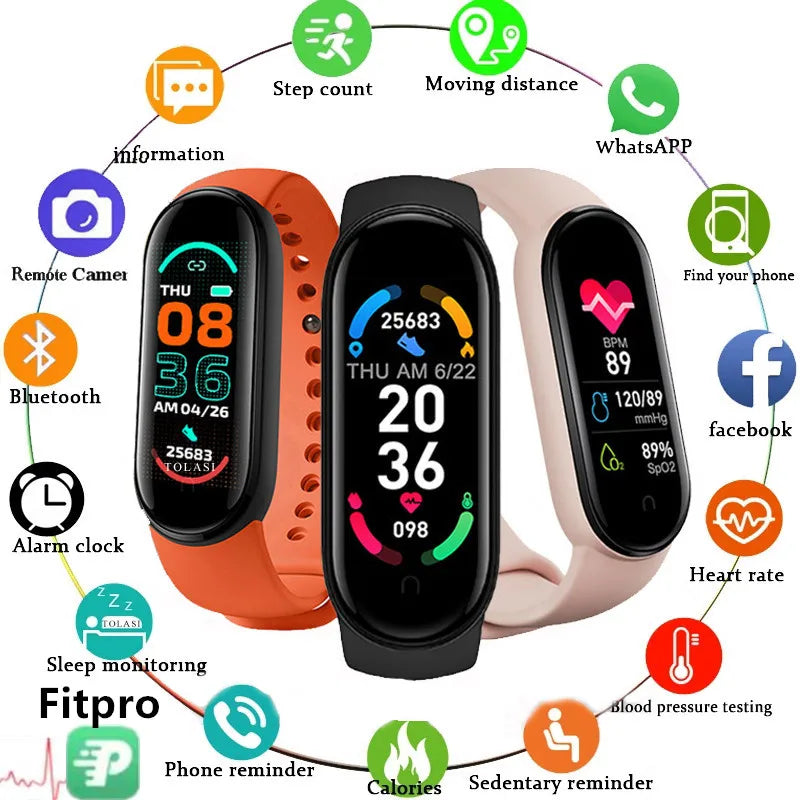 M6 Smart Watch Men Women Fitness Smart Bracelet Sports