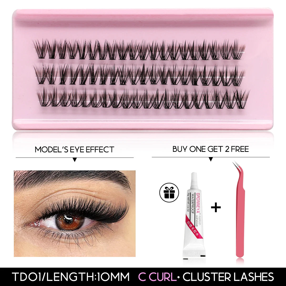 Lashes Clusters Set Extensions Kit Fake eyelashes Mix Lash Clusters with Lash Bond Seal and Lash Applicator Tool Makeup