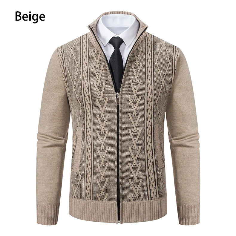 autumn and winter new cashmere padded warm casual men's knitted sweater coat