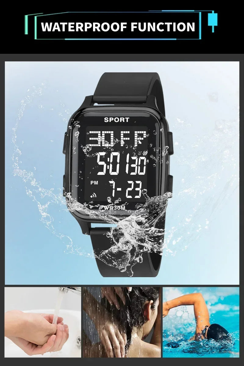 YIKAZE Sports Watch for Men Waterproof Multifunction Electronic Watch