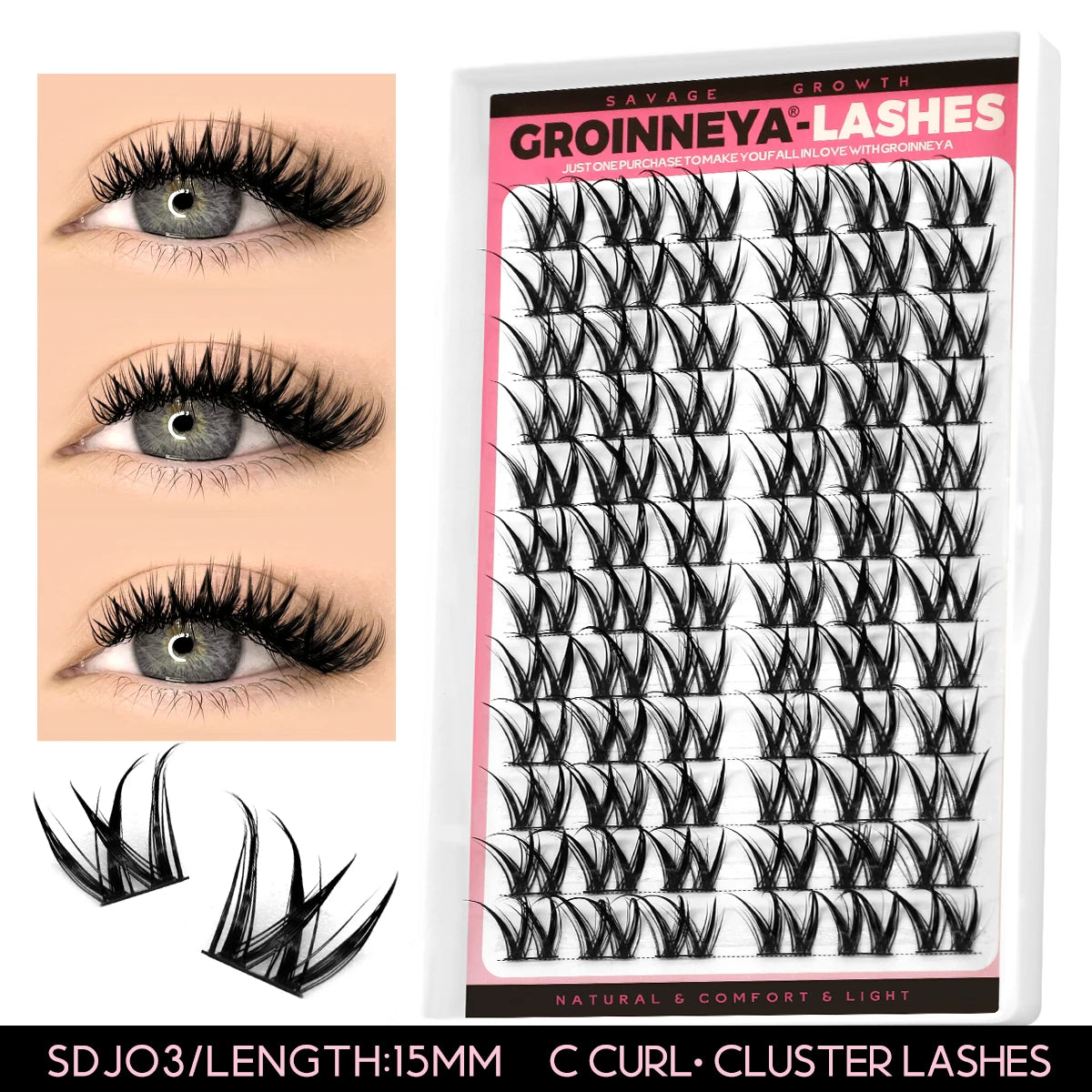 Lashes Clusters Set Extensions Kit Fake eyelashes Mix Lash Clusters with Lash Bond Seal and Lash Applicator Tool Makeup