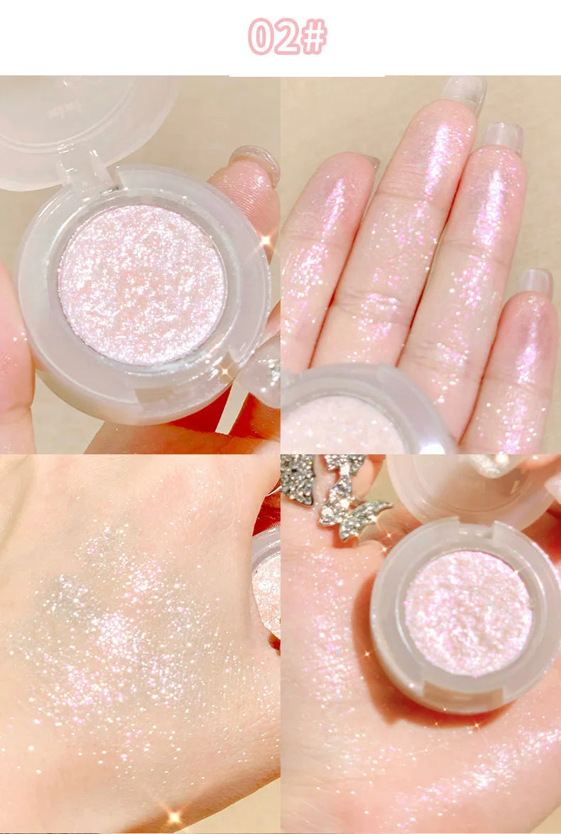 Diamond Glitter Monochrome Eyeshadow Palette Discoloration Eyeshadow Highlighter Sequins Waterproof Lasting Eyes Makeup Pigments