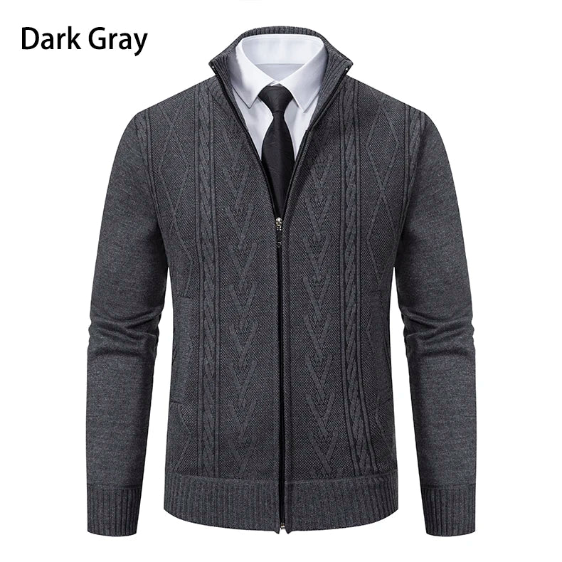 autumn and winter new cashmere padded warm casual men's knitted sweater coat