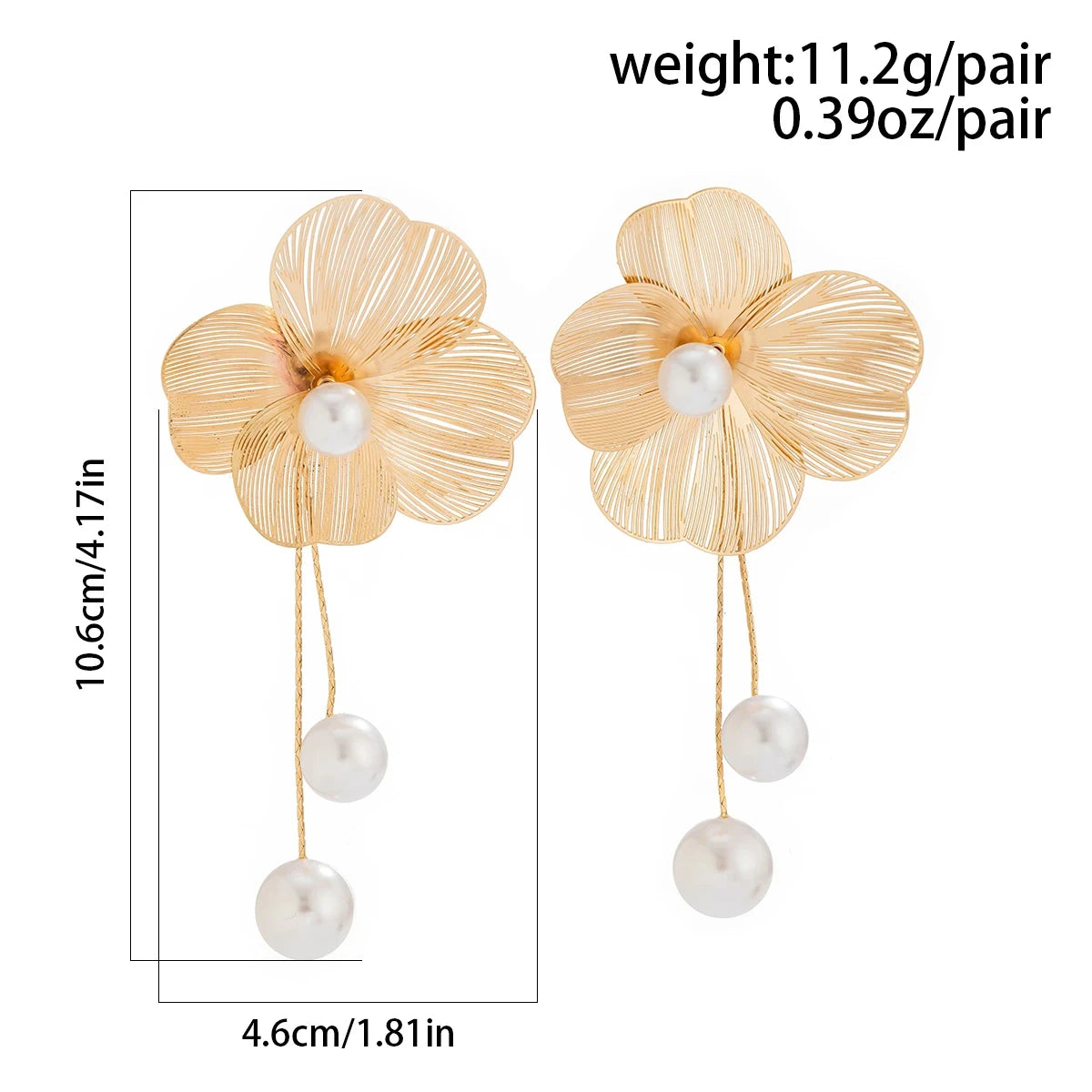 Romantic Flower Petal Long Tassel Drop Earrings for Women  Trend Imitation Pearl