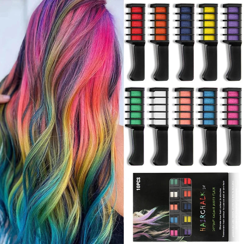 10PCS Children Multi Color Hair Dye Comb Set Fashion Makeup Toy Kits Disposable