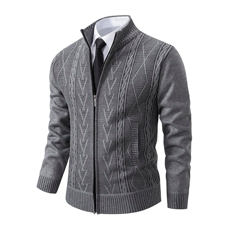 autumn and winter new cashmere padded warm casual men's knitted sweater coat