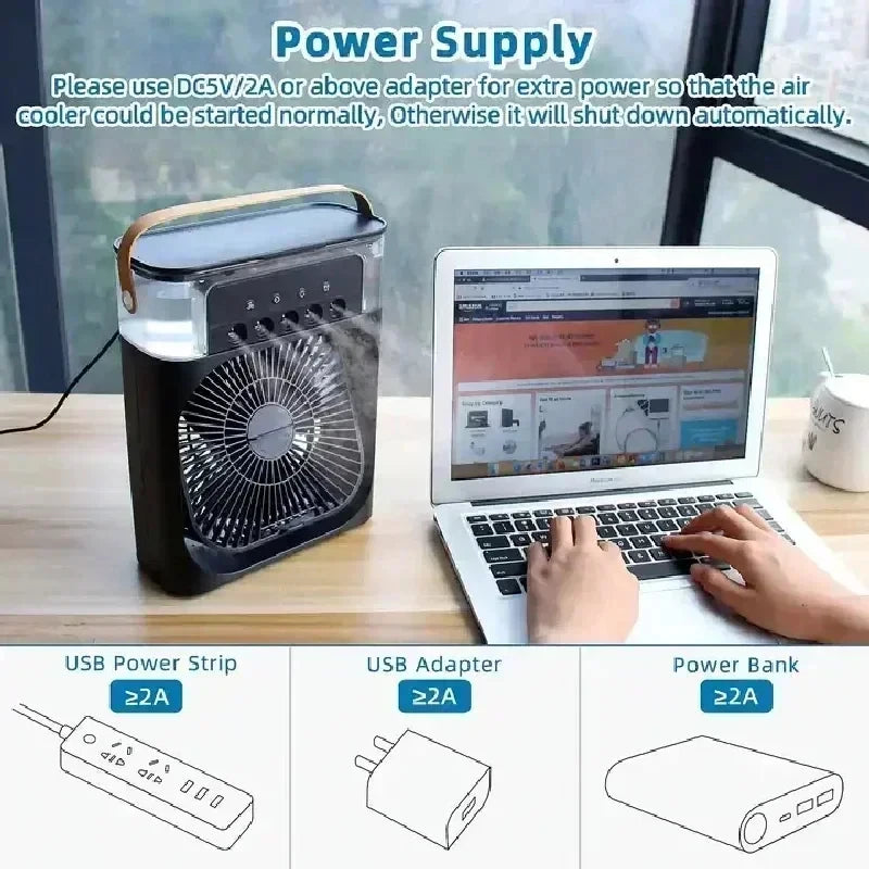 Portable 3-in-1 Humidifier Fan Mini Air Conditioner