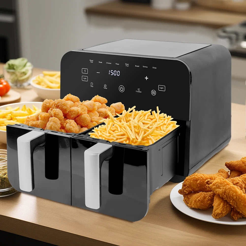 1800W /2400W  8L/9L hot air fryer Double Chamber air fryer Automatic Programmes