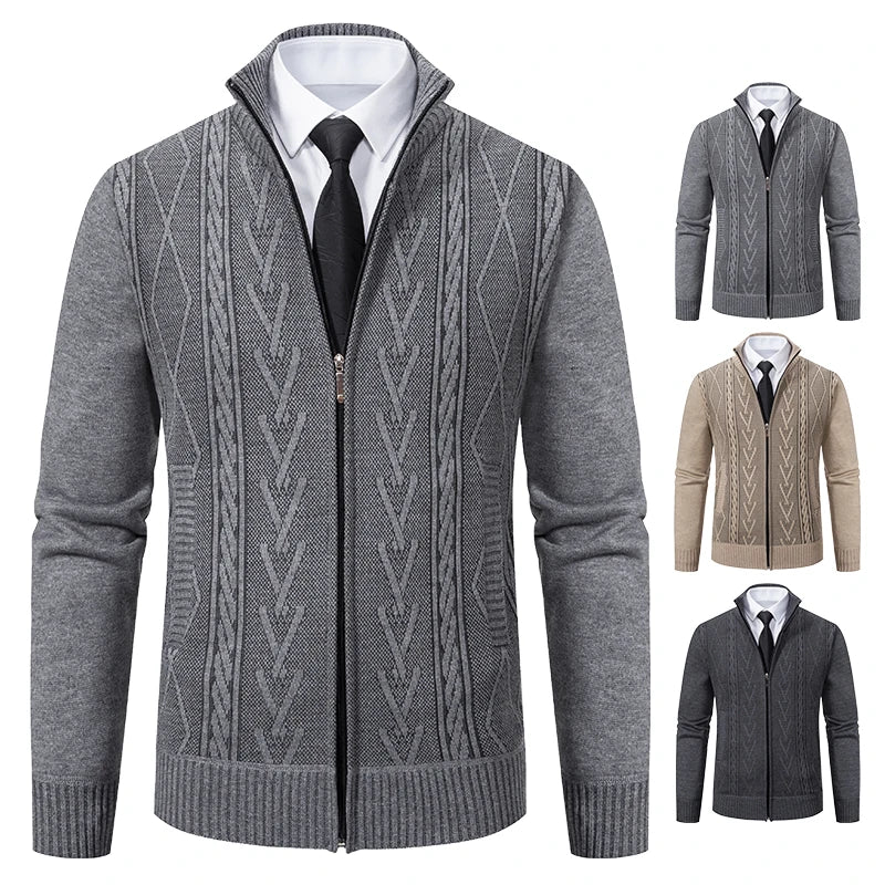 autumn and winter new cashmere padded warm casual men's knitted sweater coat