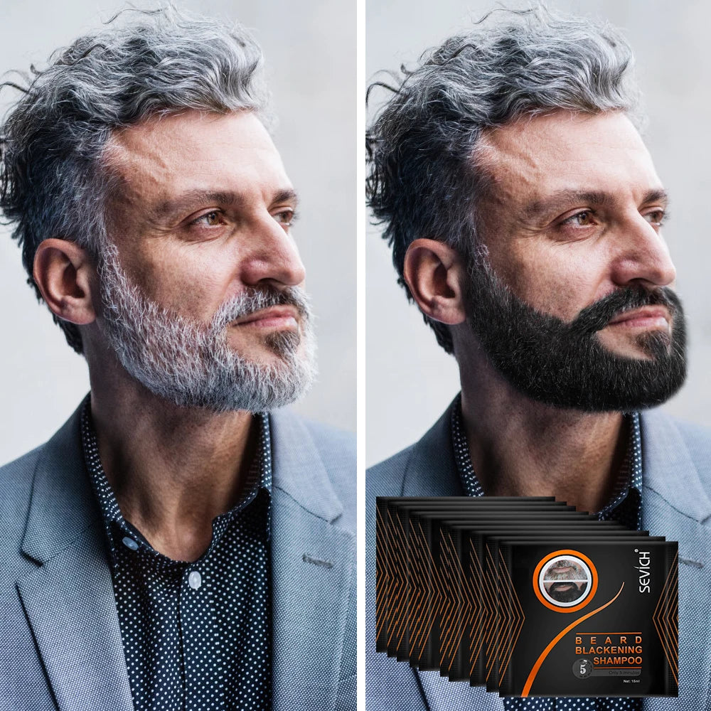 Instant Hair Dye Black Beard Shampoo Beard Paint Men Beard Coloring Dye Natural Temporary Black Moustache Shampoo Dropship