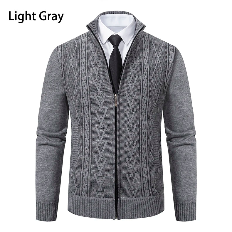 autumn and winter new cashmere padded warm casual men's knitted sweater coat