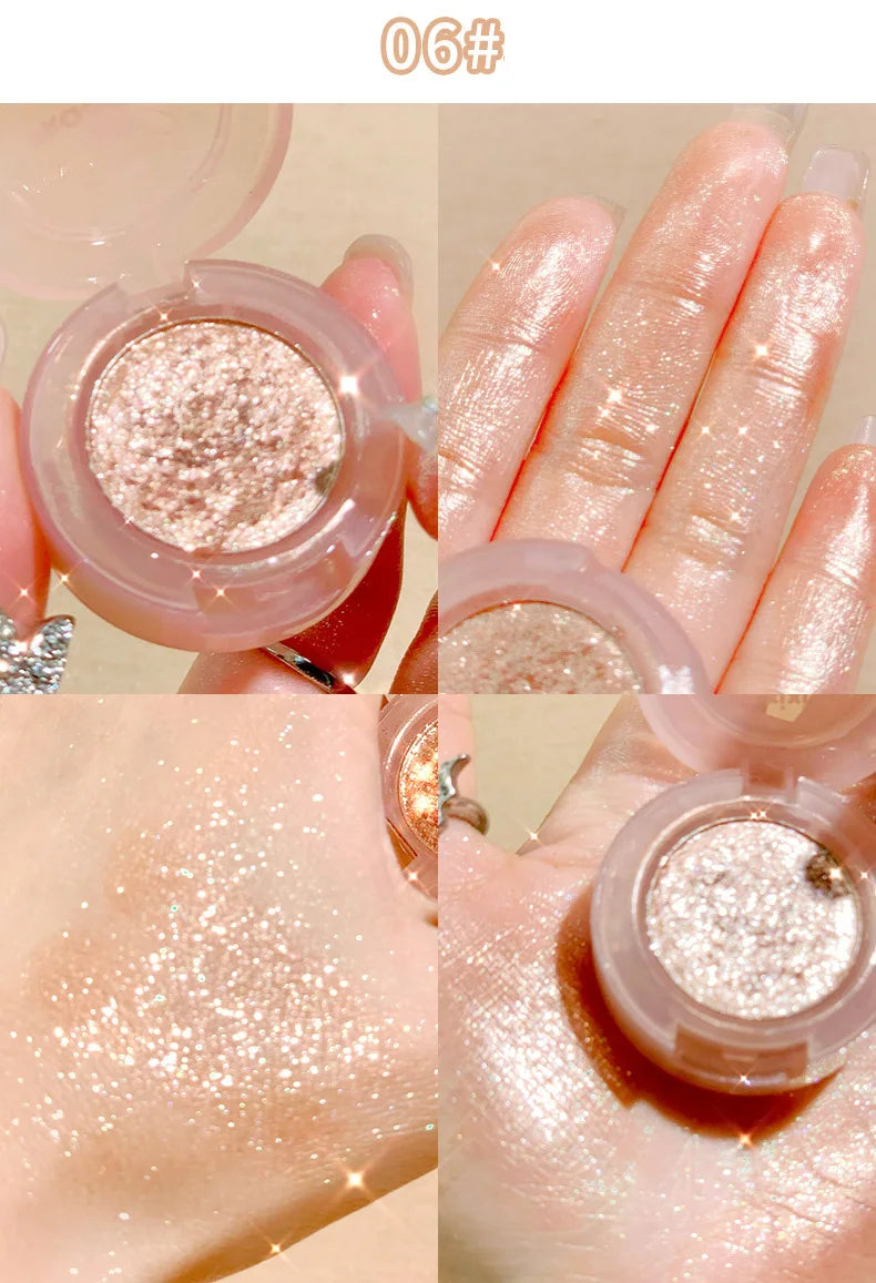 Diamond Glitter Monochrome Eyeshadow Palette Discoloration Eyeshadow Highlighter Sequins Waterproof Lasting Eyes Makeup Pigments