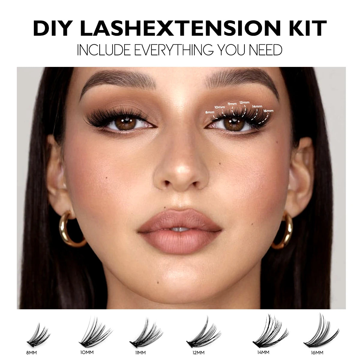 Lashes Clusters Set Extensions Kit Fake eyelashes Mix Lash Clusters with Lash Bond Seal and Lash Applicator Tool Makeup