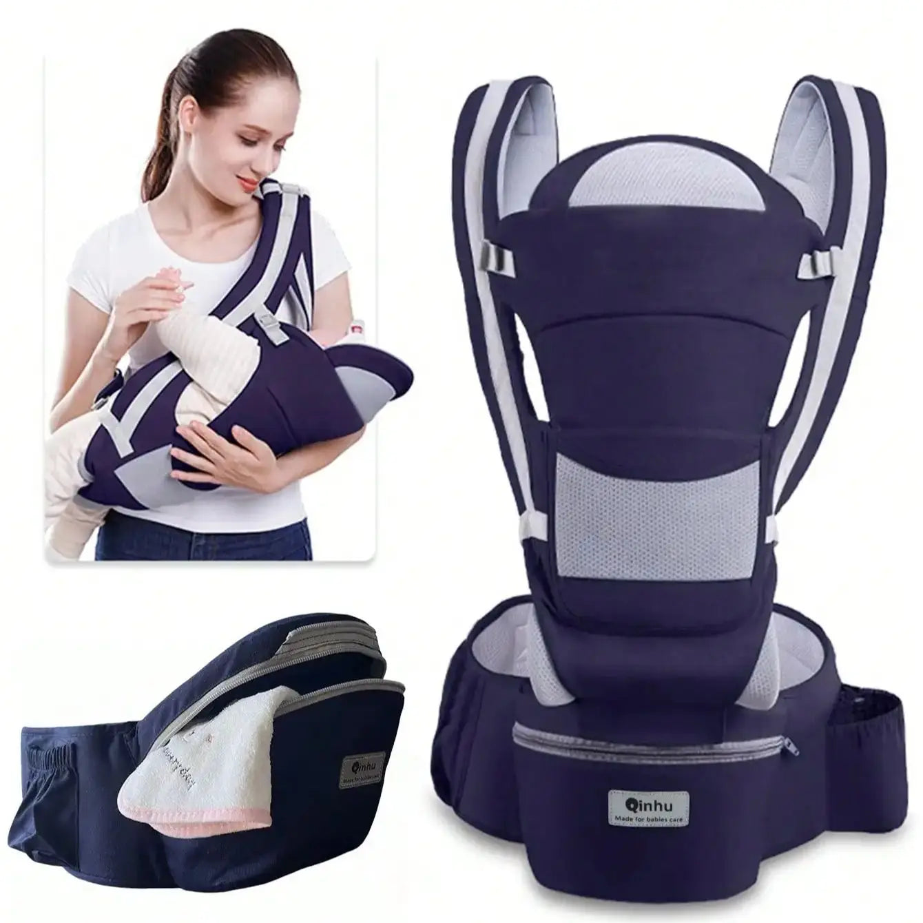 New Adjustable Ergonomic Baby Carrier With Hip Seat, Portable & Multifunctiona