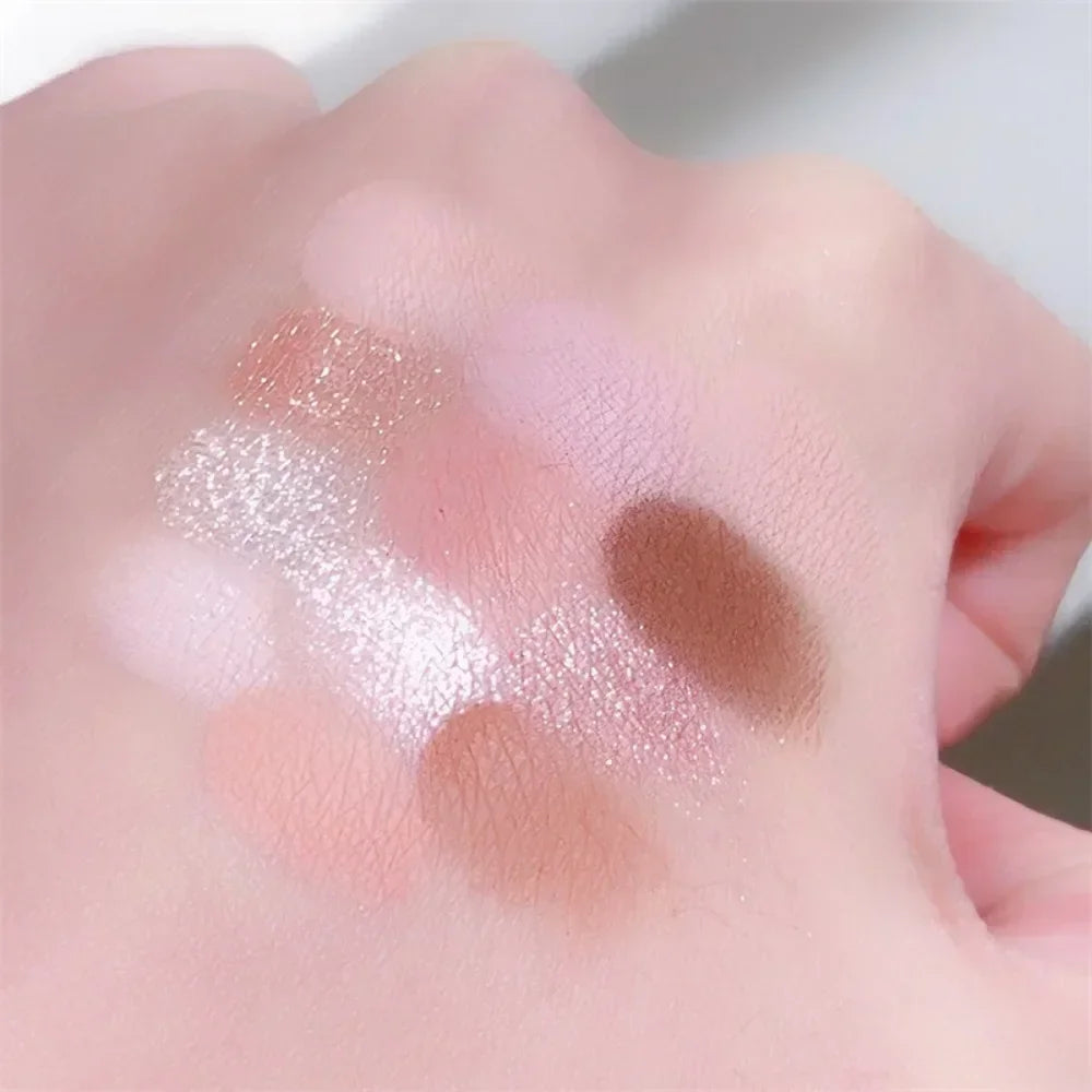 12Colors Love Heart Pink Eyeshadow Palette Natural Cool Tone Low Saturation