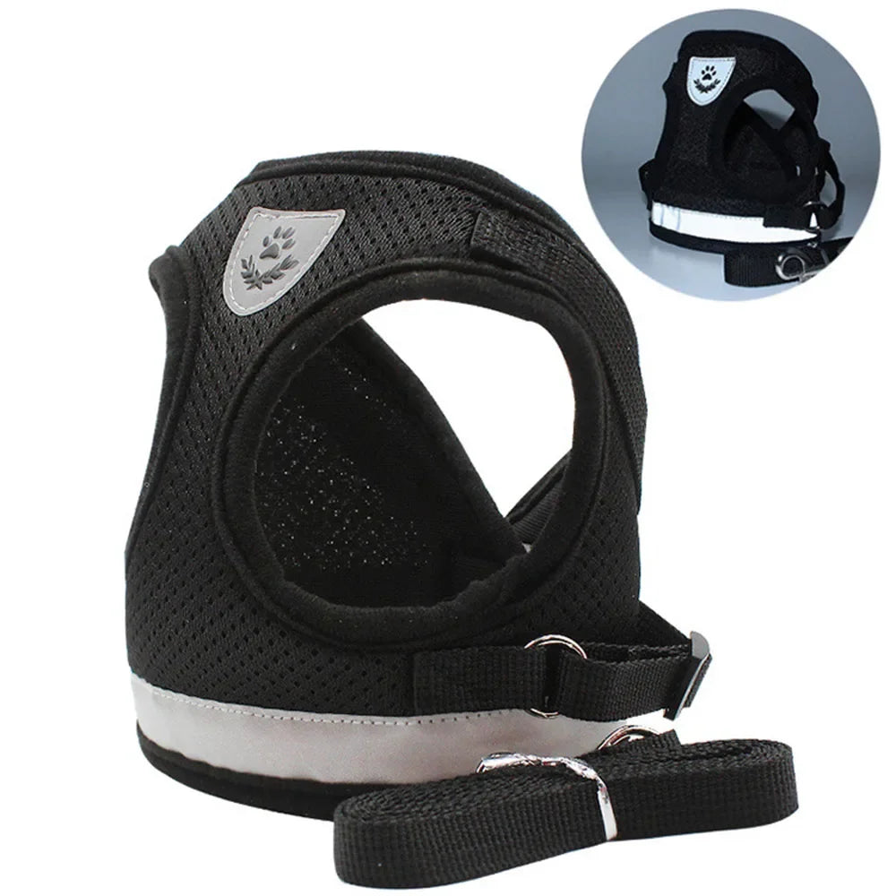 Cat Harness Lead Leash Set Adjustable Reflective Escape Proof Pet Mesh