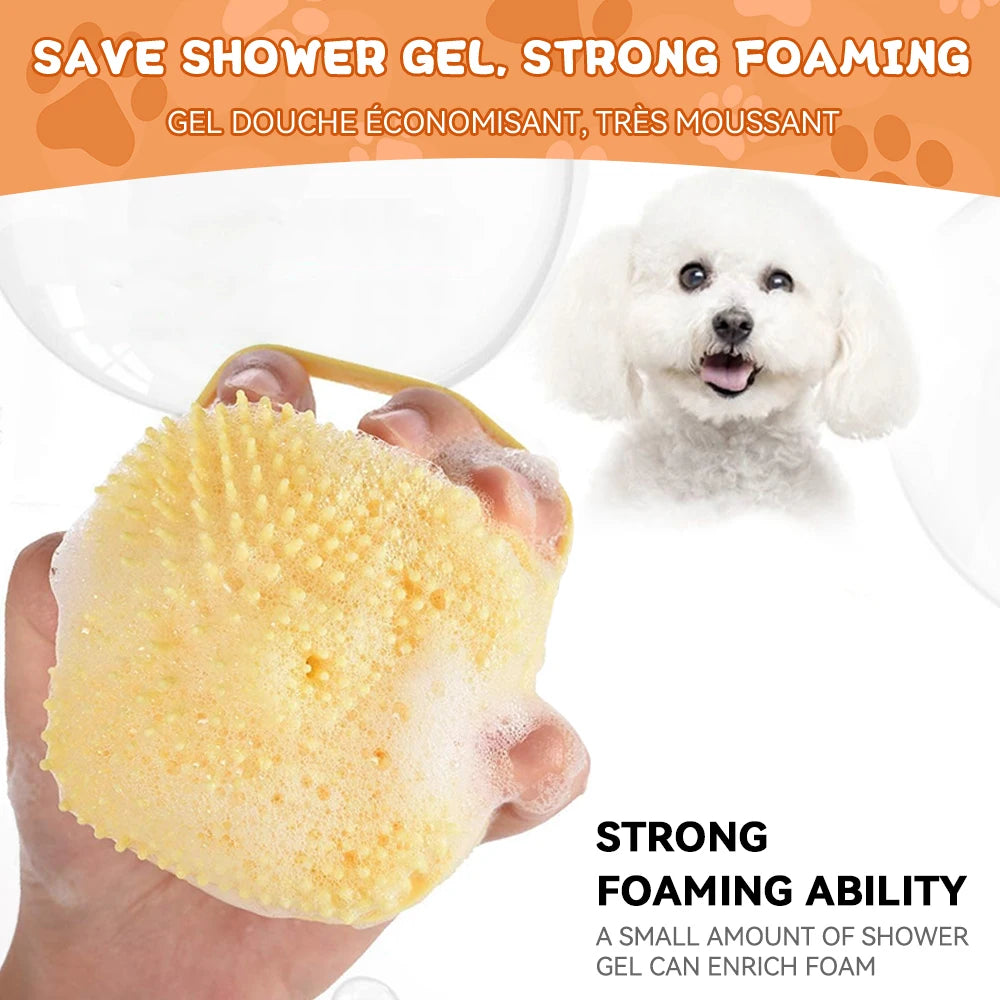 Dog Bathing Brush Pet Massage Brush Shampoo Dispenser Soft Silicone Brush Rubber