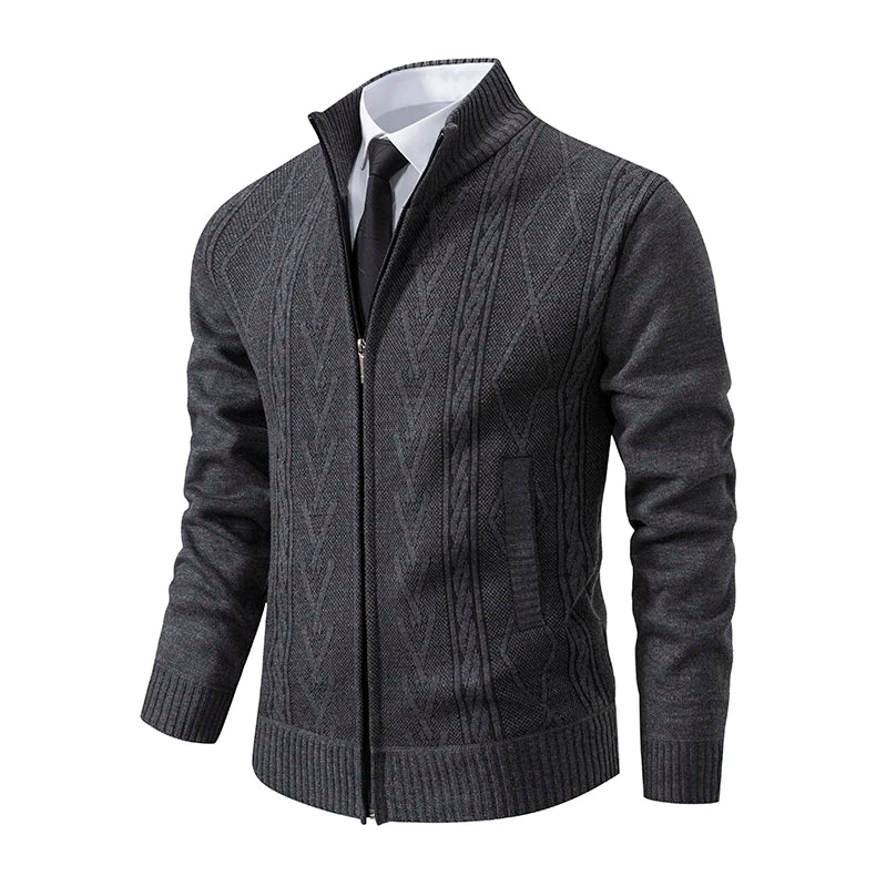 autumn and winter new cashmere padded warm casual men's knitted sweater coat