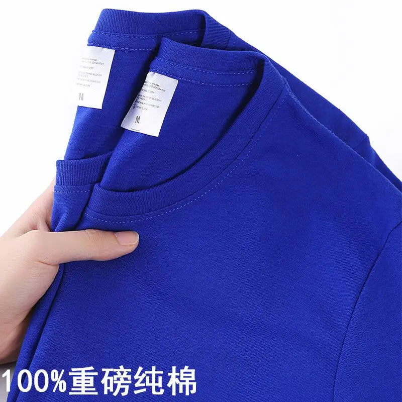 100% Cotton T-shirt Men Women Solid Color O Neck Short-sleeved Tops Summer