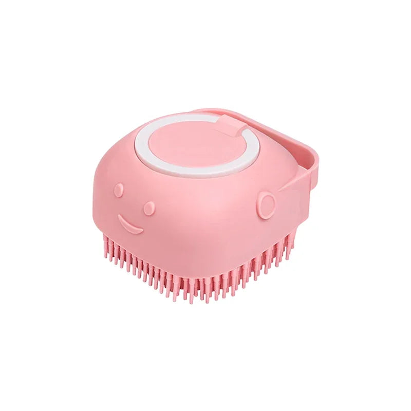 Dog Bathing Brush Pet Massage Brush Shampoo Dispenser Soft Silicone Brush Rubber