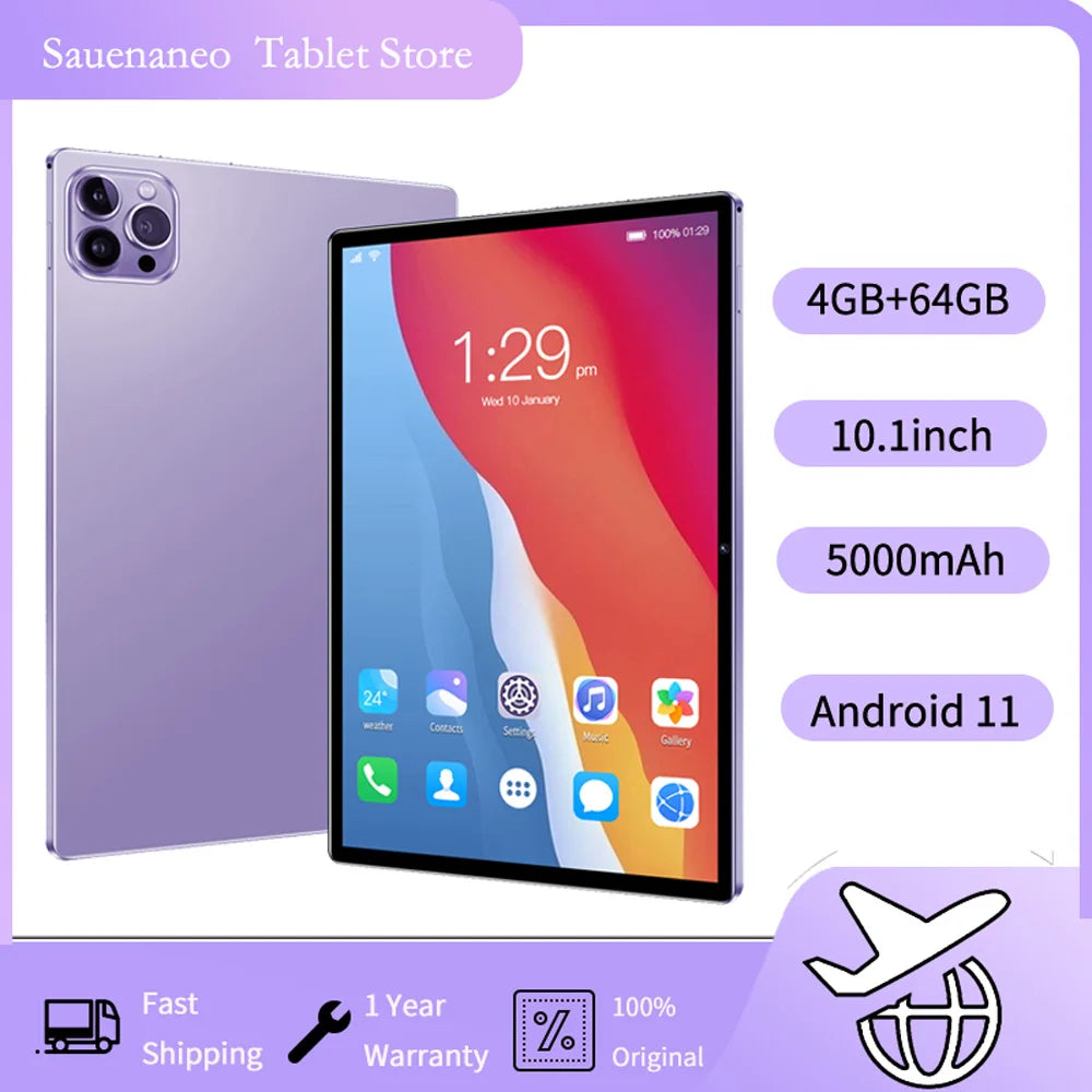 2024 Top selling 10.1-inch Tablet with 4GB RAM 64GB ROM, Android 11 System