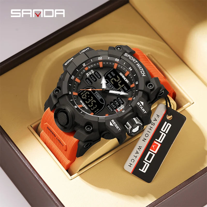 SANDA Luxury G Style Men's Electronic Watch Outdoor Sports LED Analog