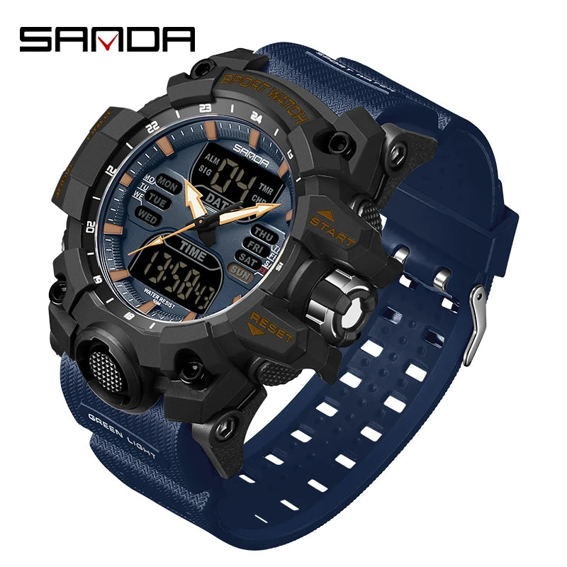 SANDA Luxury G Style Men's Electronic Watch Outdoor Sports LED Analog