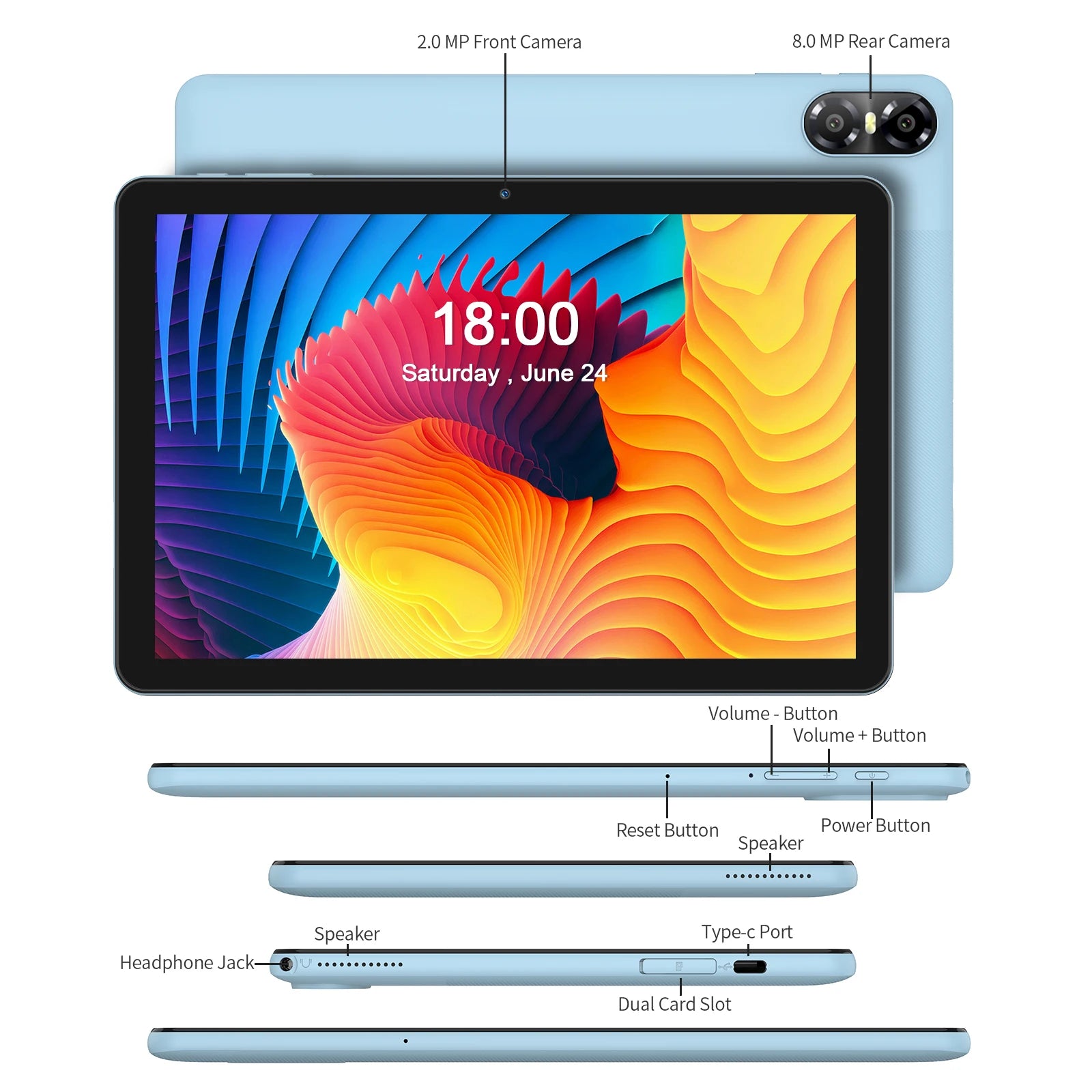 PRITOM TOUCH 10 Plus 10 Inch Android 13 Tablet, 8(4+4)GB+64GB 1TB Expand, WiFi 6