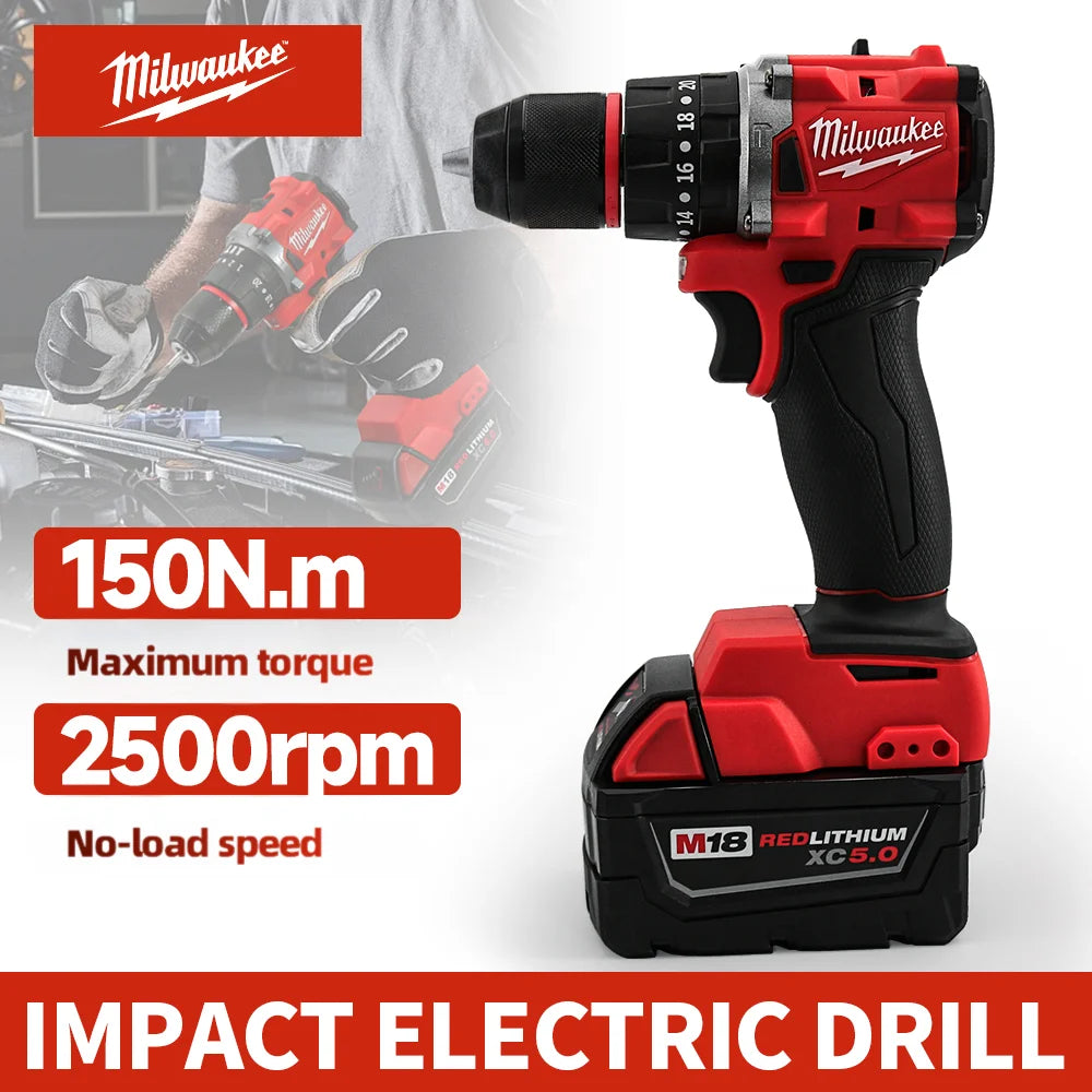 Milwaukee 150N.M Brushless  Impact Drill  Cordless Screwdriver 18V Battery