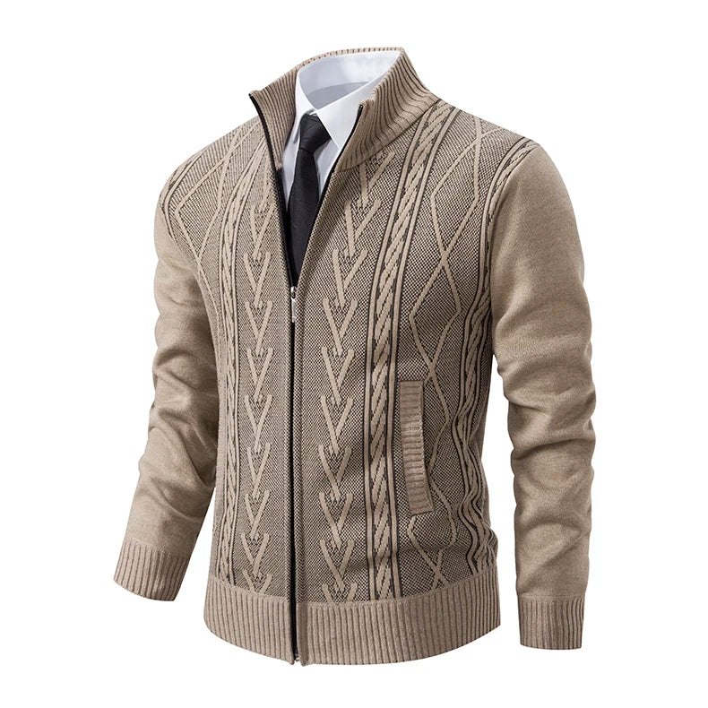 autumn and winter new cashmere padded warm casual men's knitted sweater coat