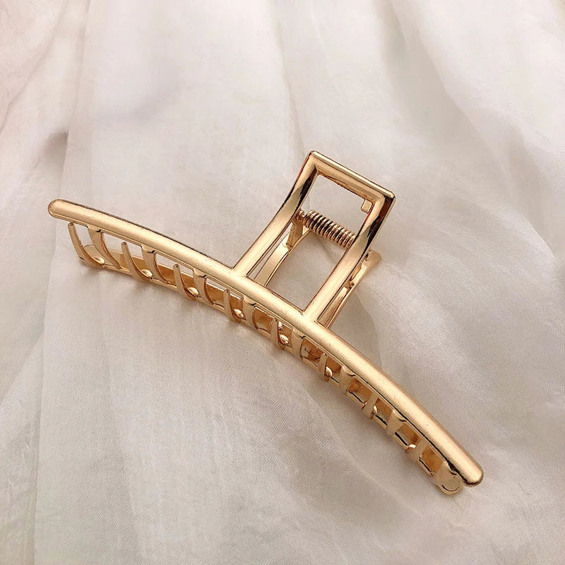 Gold Color Hollow Geometric Hair Clips Metal Hair Claw Cross Hairclip