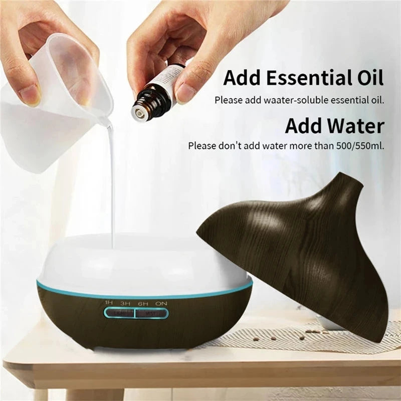 550ml Wood Color USB Aroma Diffuser, Essential Oil Diffuser