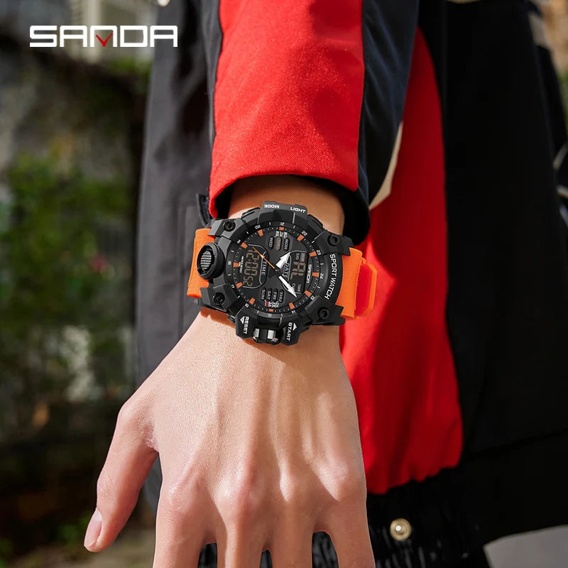 SANDA Luxury G Style Men's Electronic Watch Outdoor Sports LED Analog